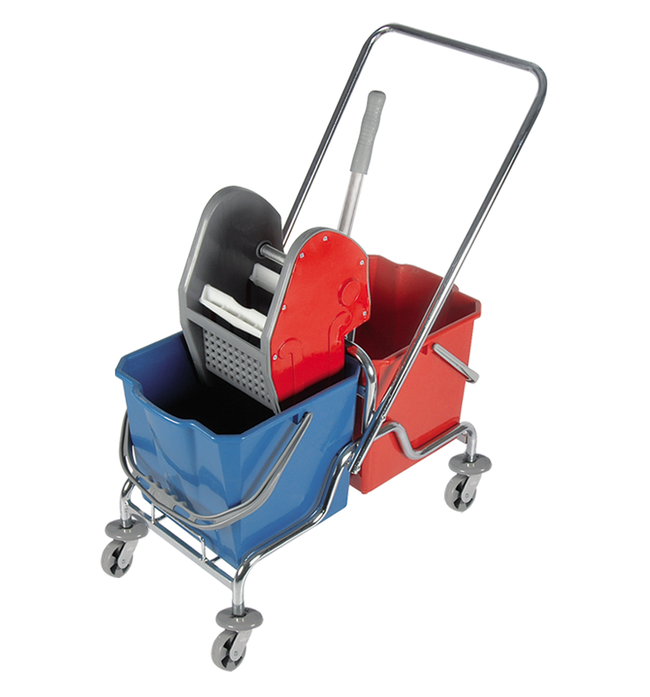Reinigungswagen Chrom mit Doppeleimer 2×25L