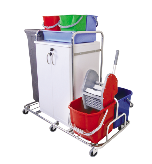 Reinigungswagen mit Schrank & Zubehör