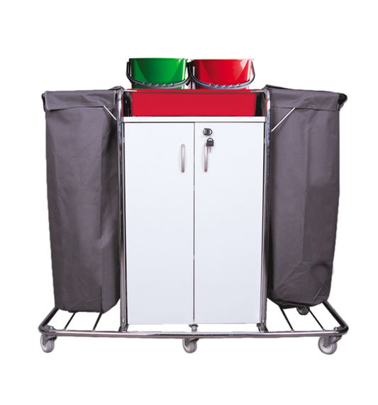 Reinigungswagen mit Schrank & 2 Müllsäcken